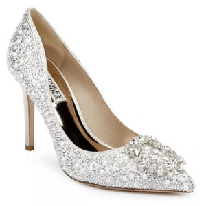 Badgley Mischka Cher II Evening Pumps Size 8.5 NIB Crystal Embellishments Bride